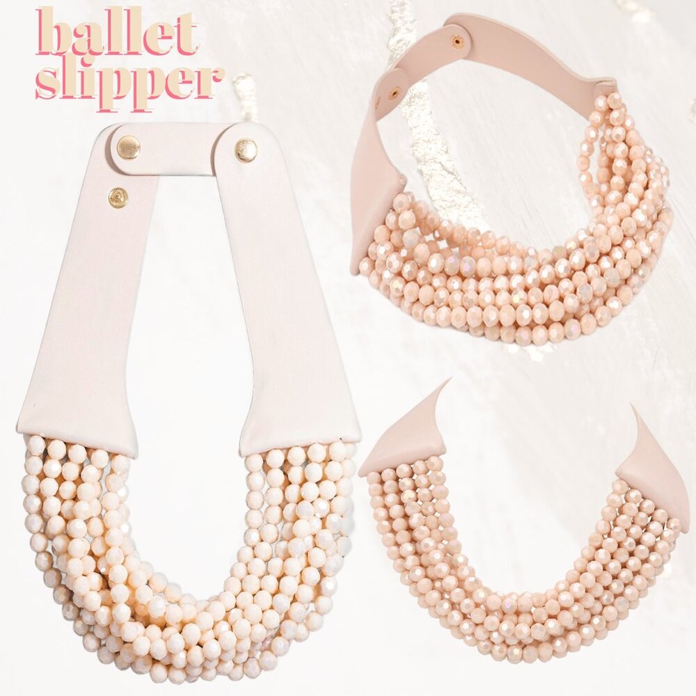 NEW Stunning Faceted Beaded 7-Strand Bib Statement Necklace Gray Pink Blue NWT - Picture 7 of 15
